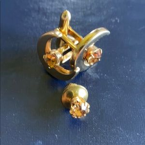 VTG SWANK crescent moon gold tone cufflinks